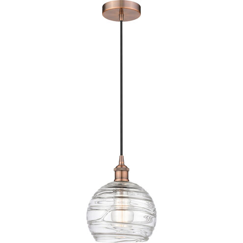 Edison Athens Deco Swirl 1 Light 8 inch Antique Copper Mini Pendant Ceiling Light