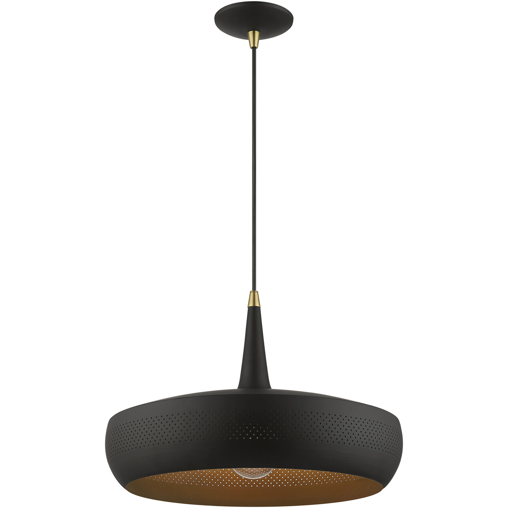 Banbury 1 Light 17 inch Black with Antique Brass Accents Pendant Ceiling Light