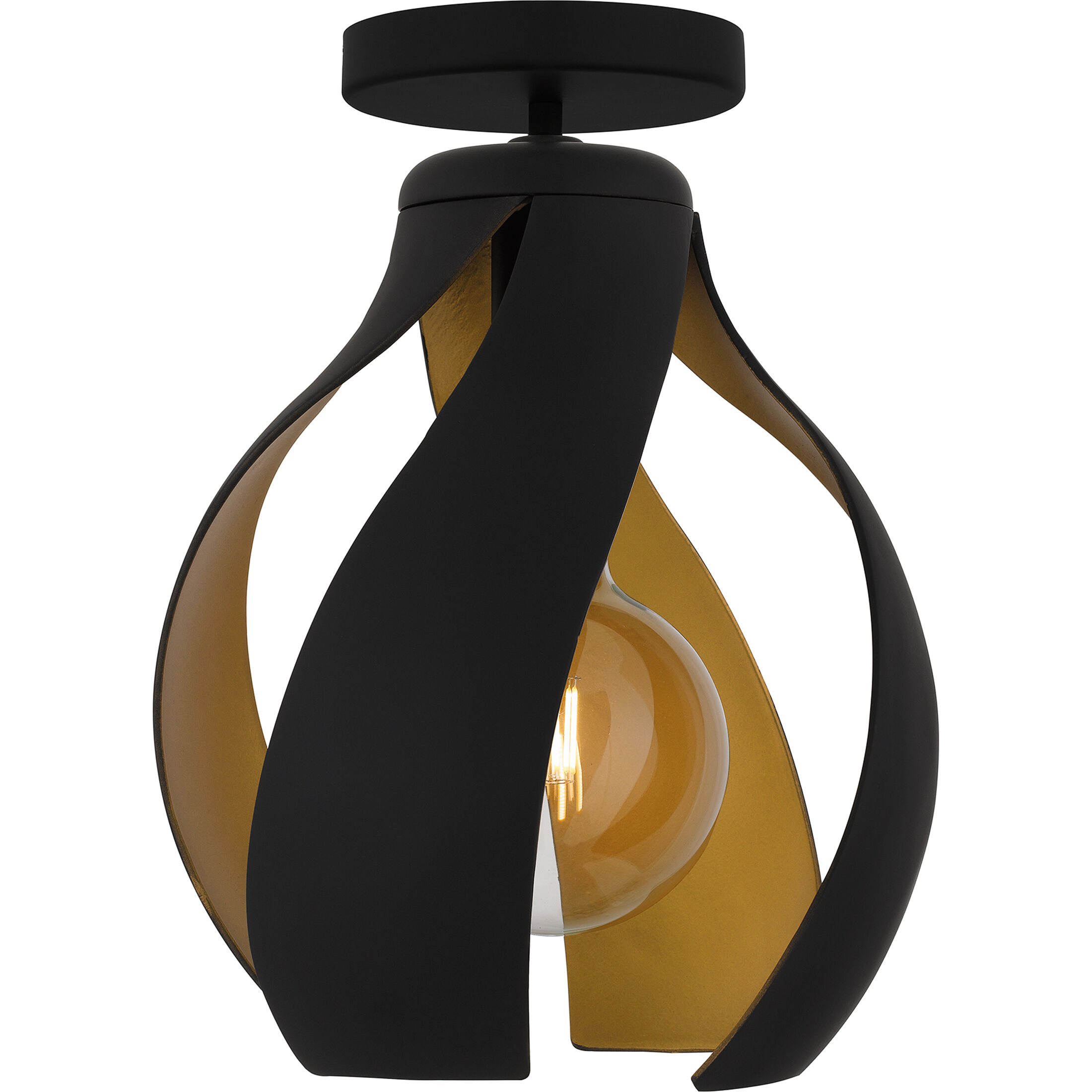 Kiko 1 Light 11 inch Matte Black Semi-Flush Mount Ceiling Light, Large