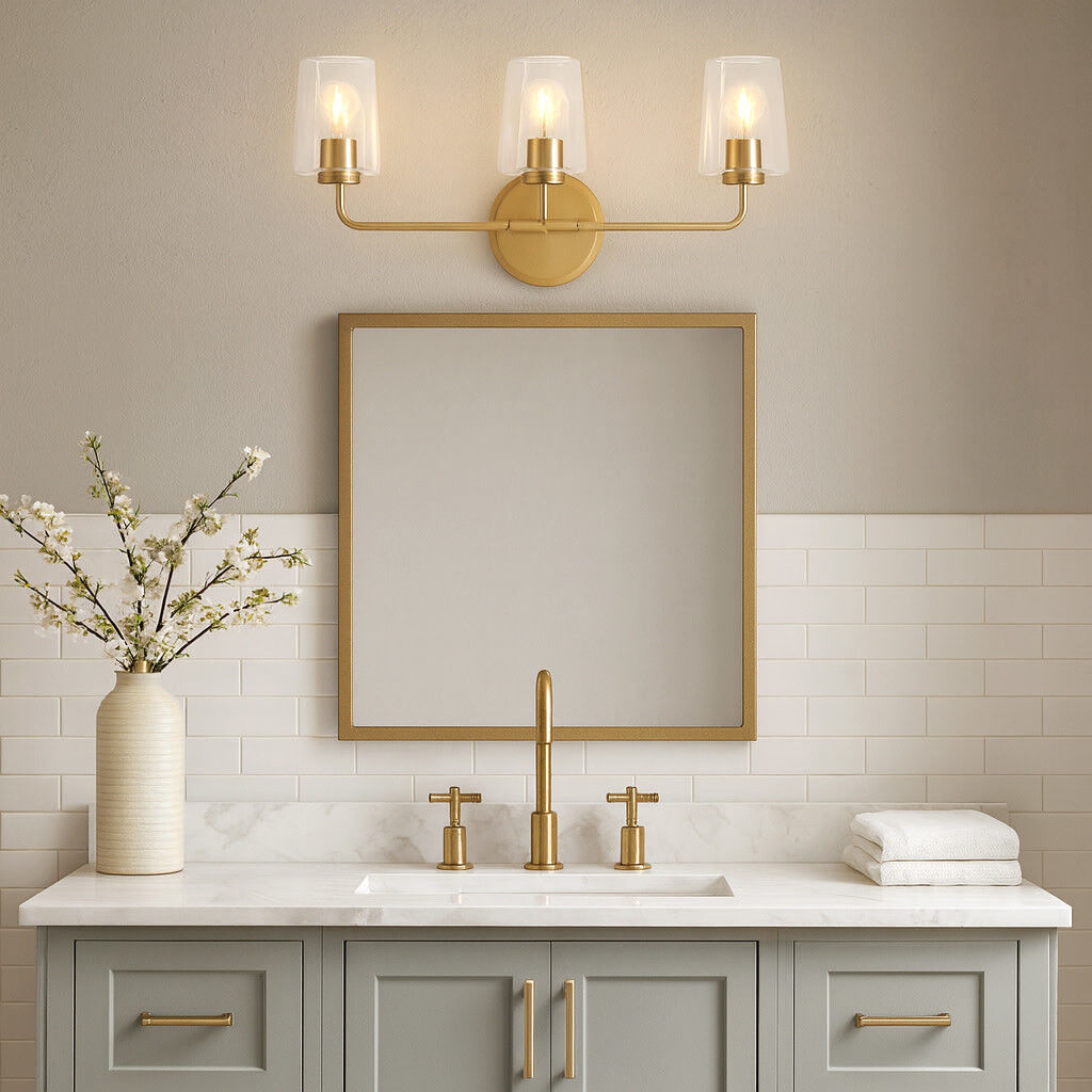 Kline 3 Light 23.75 inch Heritage Brass Bath Wall Light in Clear