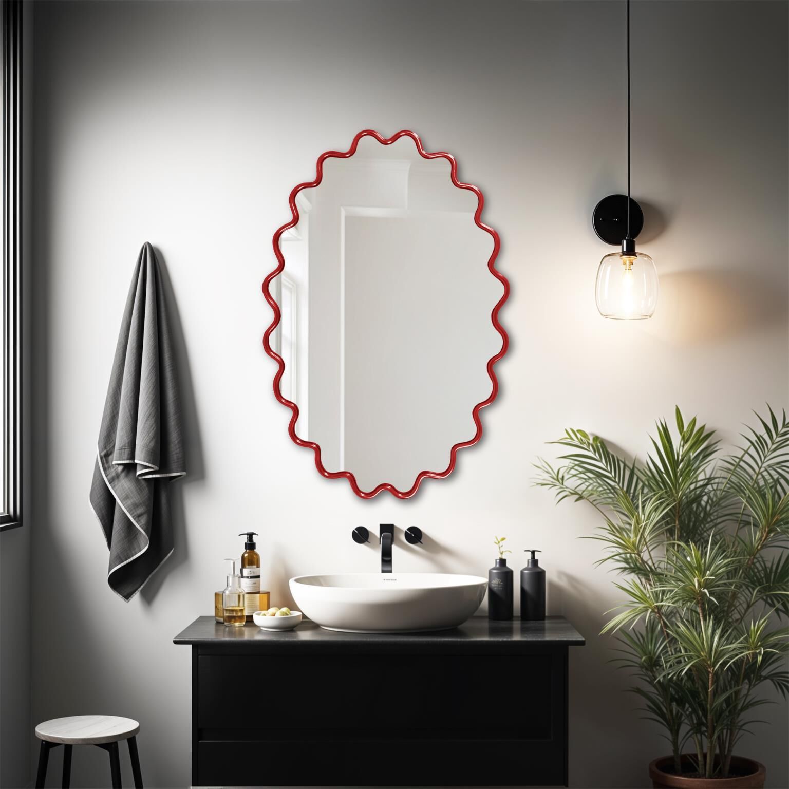 Cloud 36 X 24 inch Red Mirror