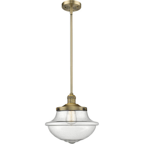Franklin Restoration Oxford 1 Light 12 inch Brushed Brass Mini Pendant Ceiling Light in Incandescent, Seedy, Franklin Restoration
