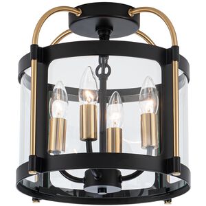 Bonita LED 13 inch Black and Brushed Brass Cage Flush Mount Ceiling Light