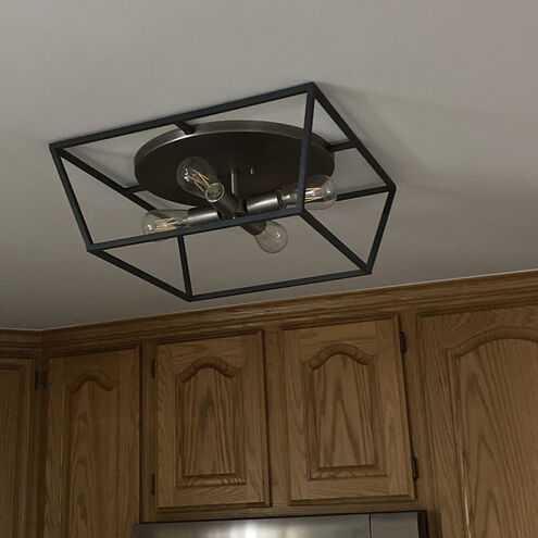 Fulton 4 Light 18 inch Aged Zinc with Antique Nickel Indoor Flush Mount Ceiling Light