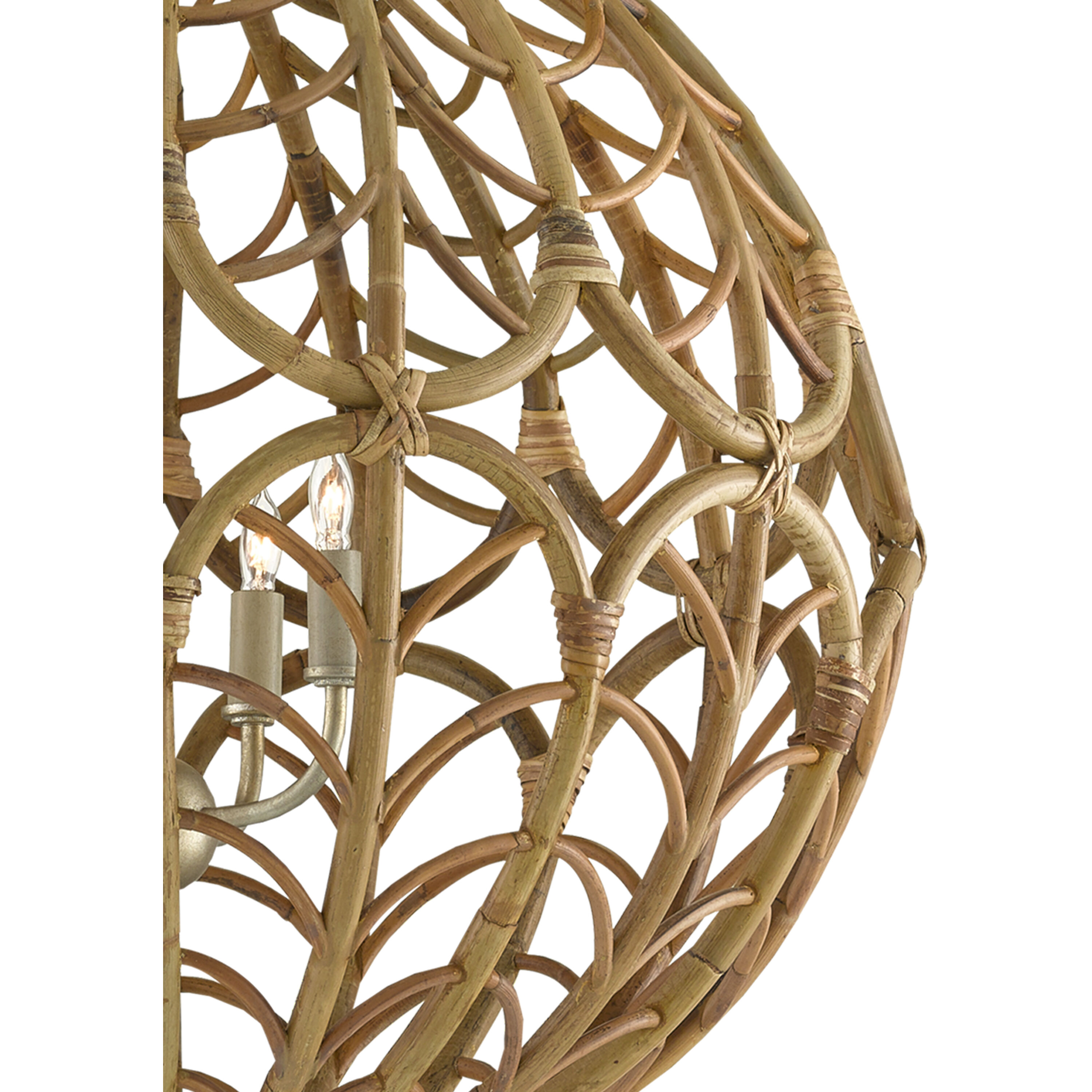 Cape Verde 4 Light 24.5 inch Silver Leaf/Smokewood/Natural Orb Chandelier Ceiling Light