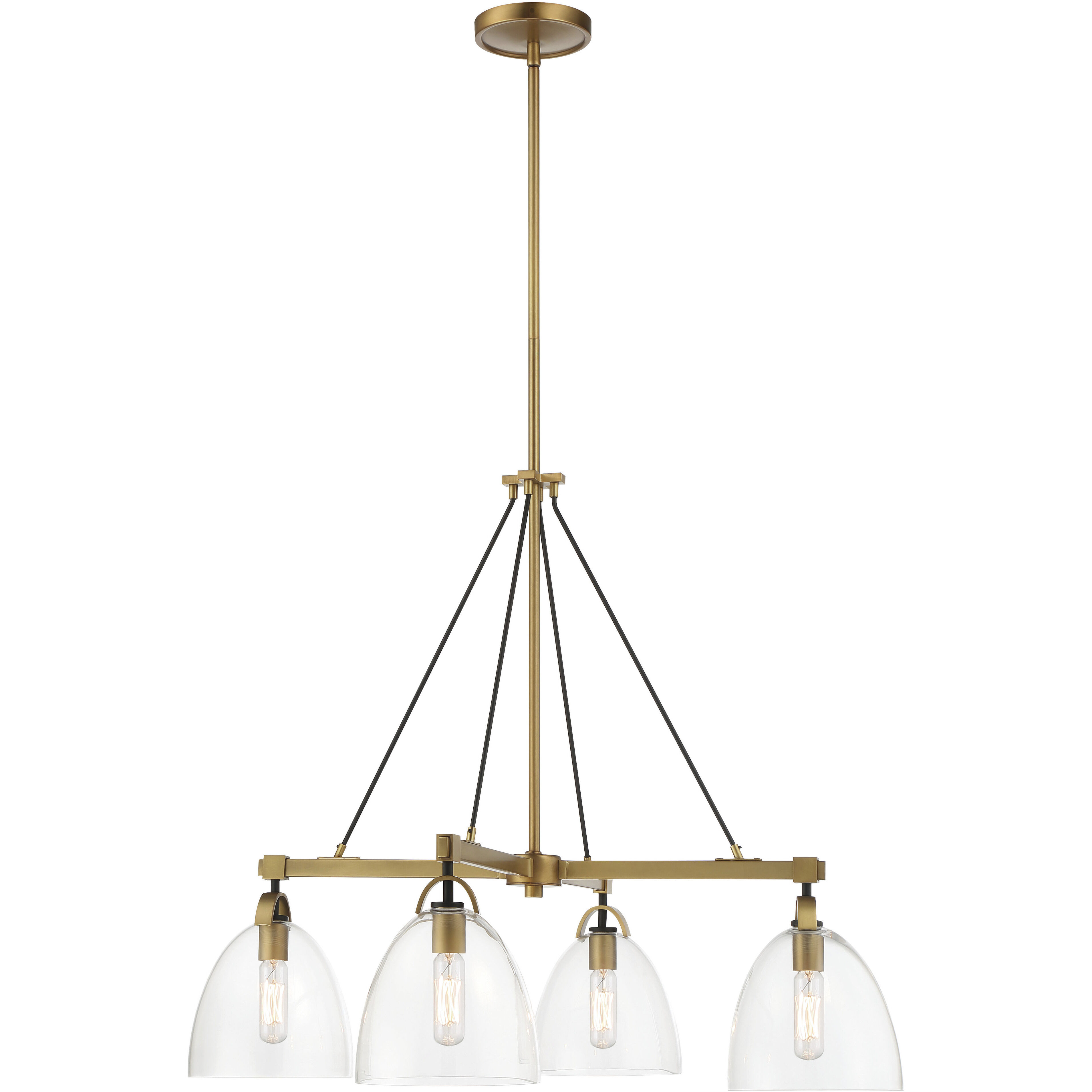 Sommersby 4 Light 30 inch Legacy Brass and Matte Coal Chandelier Ceiling Light
