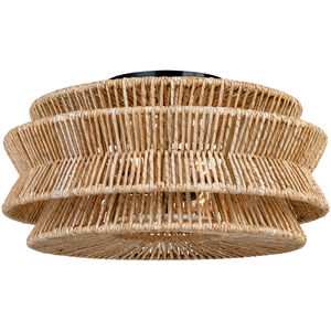 Chapman & Myers Antigua LED 23.25 inch Bronze and Natural Abaca Drum Semi-Flush Mount Ceiling Light, XL