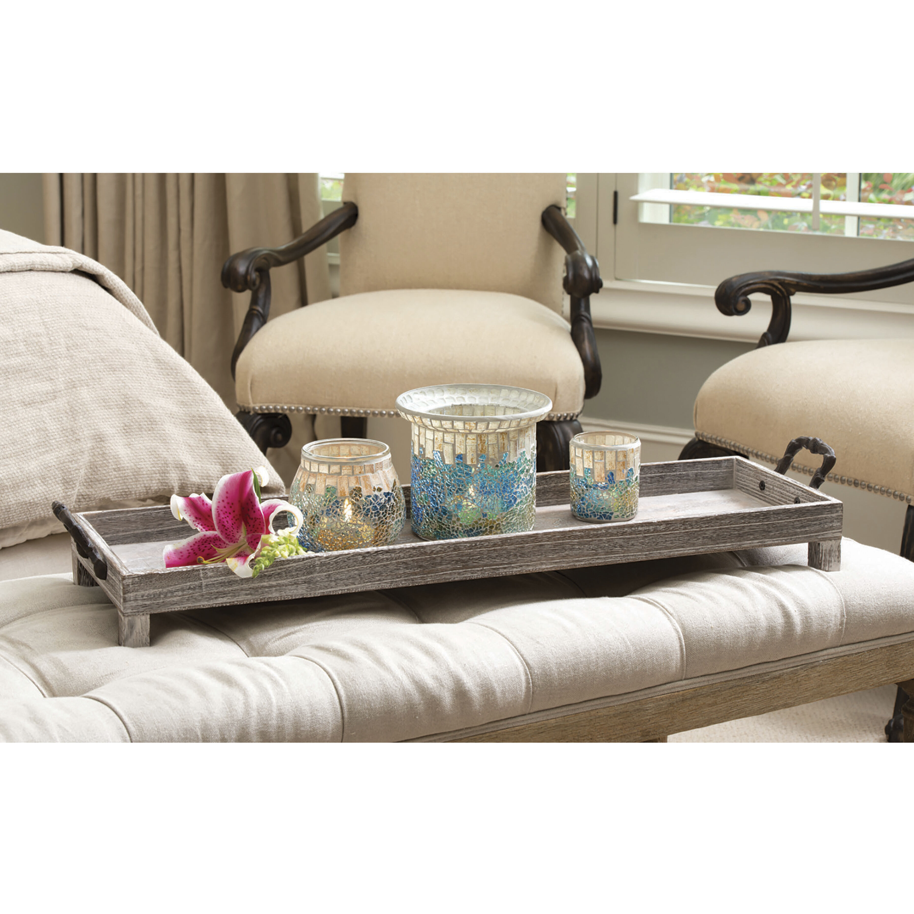 Ashwood Weathered Brown with Brass Tray