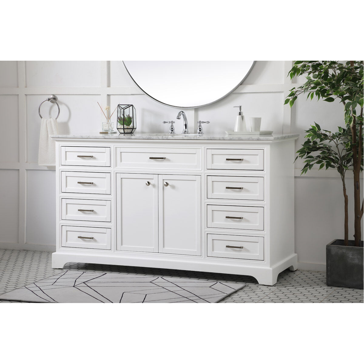 Americana 60 X 22 X 35 inch White Vanity Sink Set