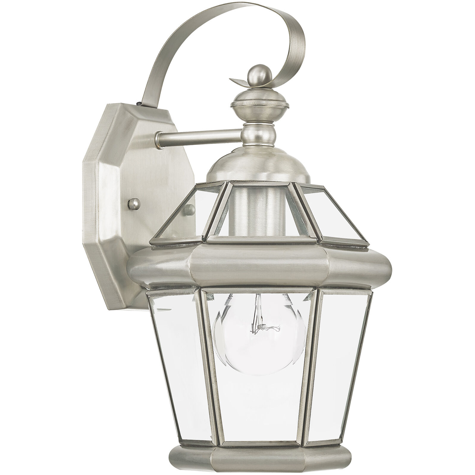 Georgetown 1 Light 12 inch Brushed Nickel Outdoor Wall Lantern