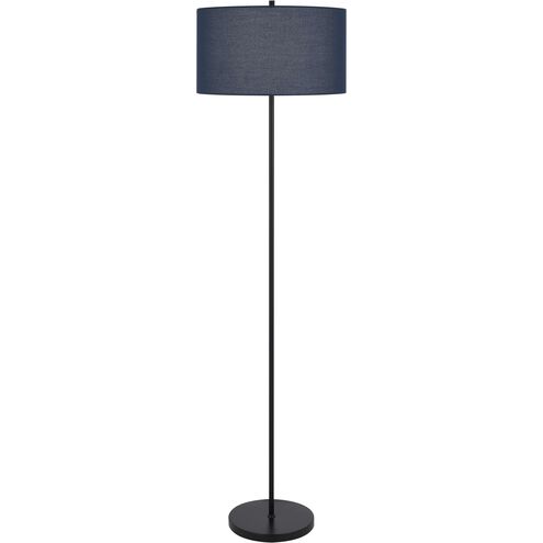 Cromwell 58.75 inch 150.00 watt Dark Bronze and Antique Brass Floor Lamp Portable Light in Navy Blue