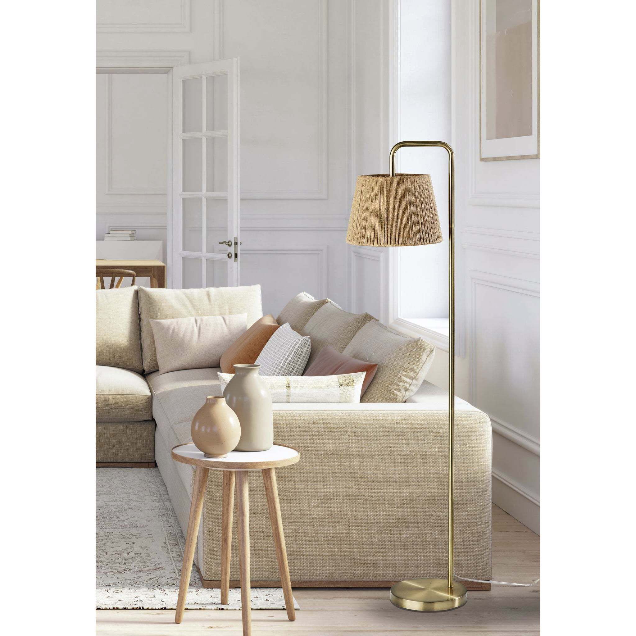 Tahoma 59 inch 100.00 watt Antique Brass Floor Lamp Portable Light, Simplee Adesso