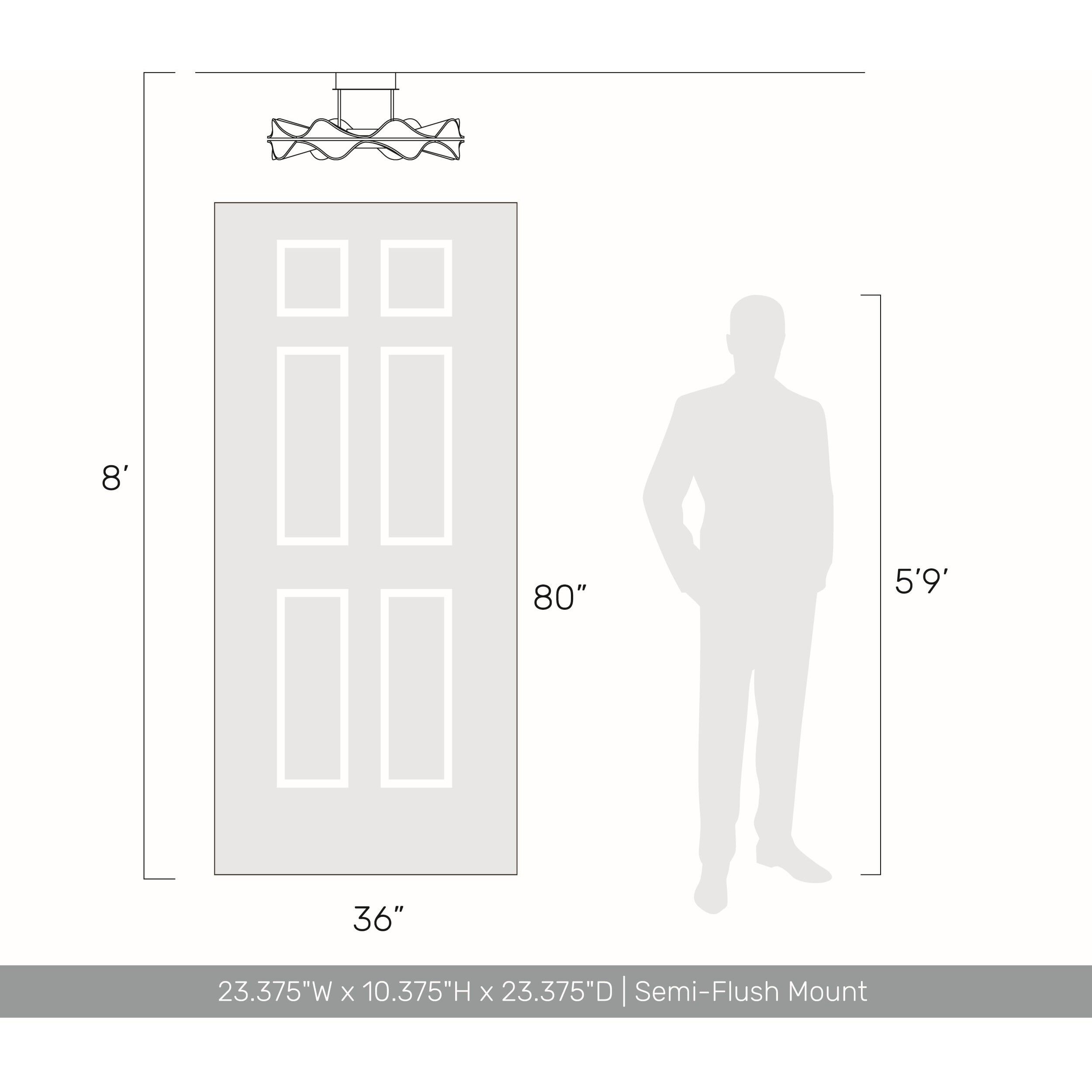Vetrina LED 23.38 inch Light Gold Semi-Flush Mount Ceiling Light