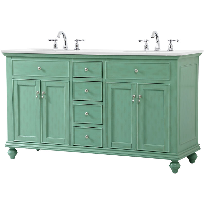 Otto 60 X 21 X 35 inch Vintage Mint Vanity Sink Set