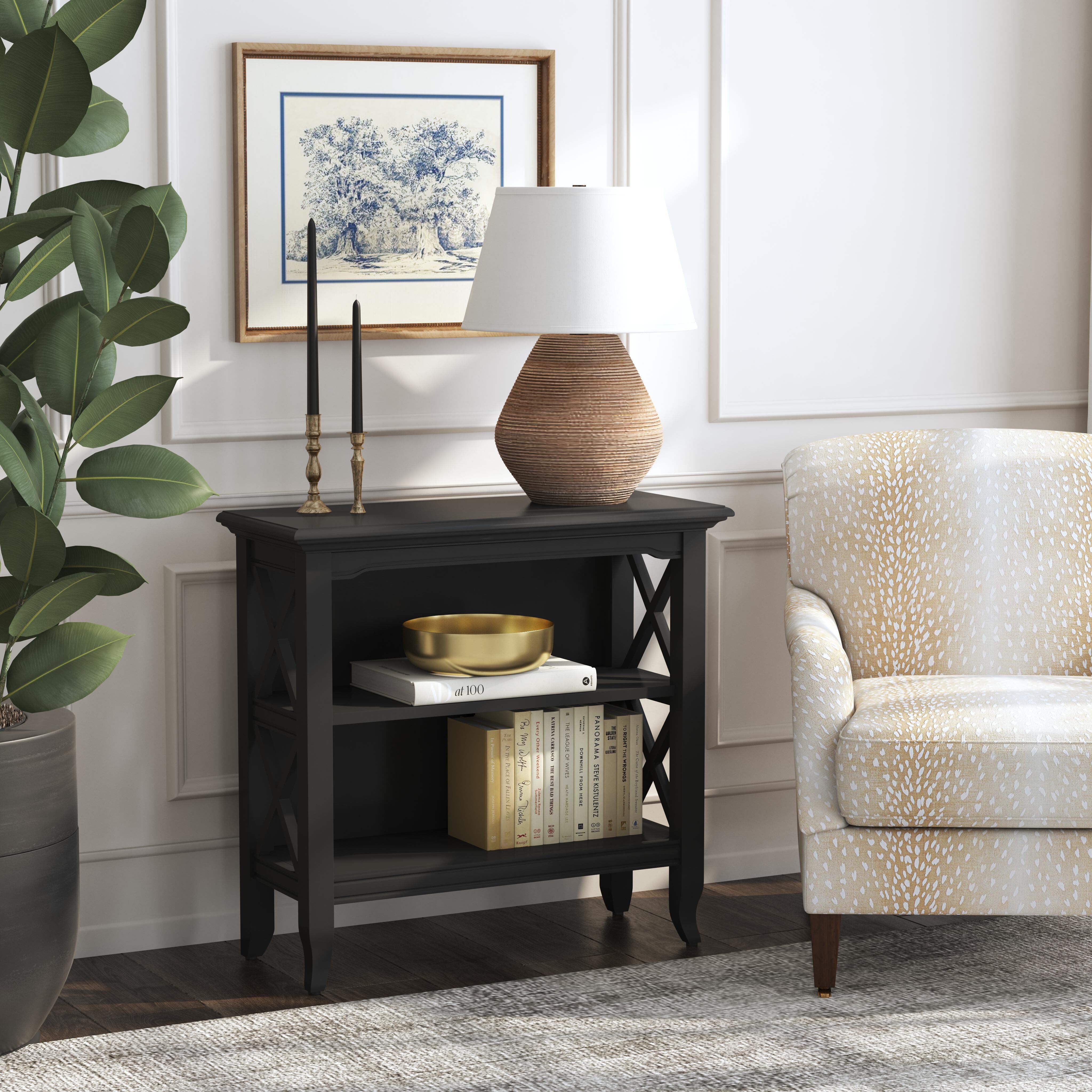 Newport 32"W 2 Shelf Bookcase in Black