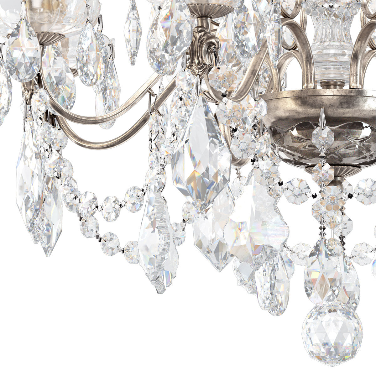 Century 8 Light 24 inch Antique Silver Chandelier Ceiling Light