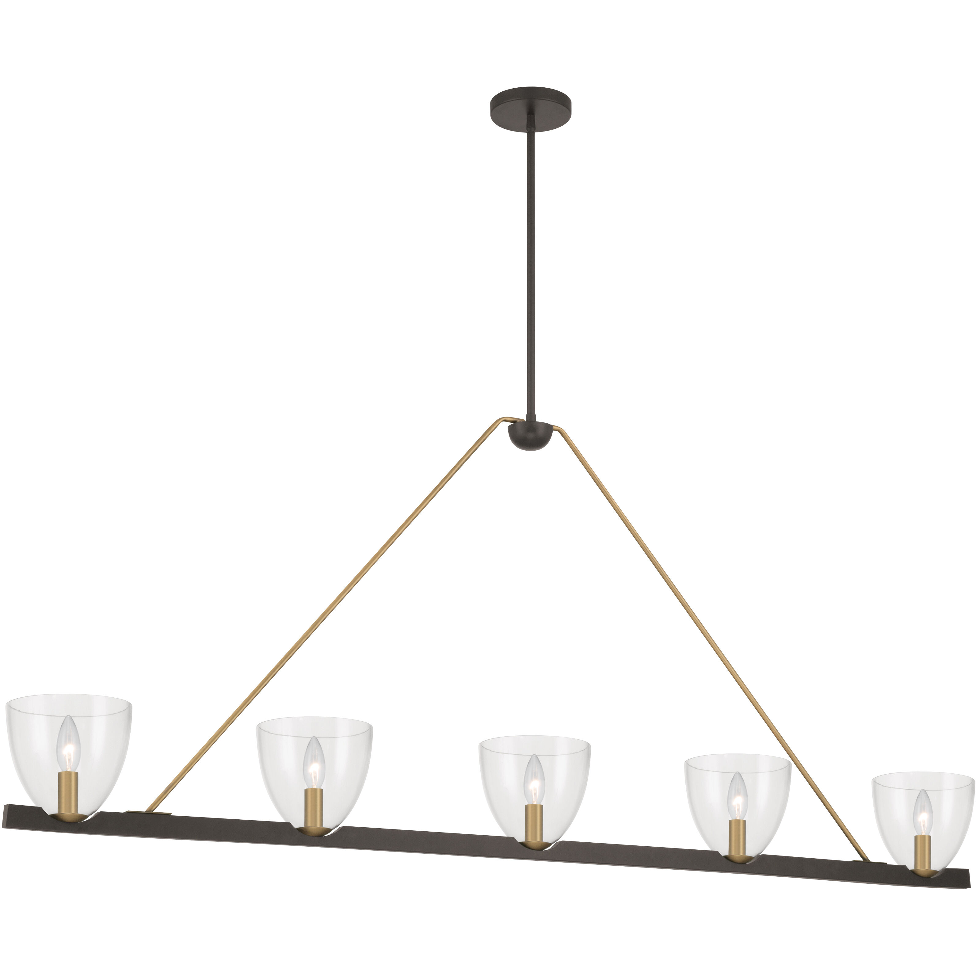 Noellea 5 Light 61 inch Dark Bronze and Legacy Brass Linear Chandelier Ceiling Light
