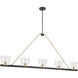 Noellea 5 Light 61 inch Dark Bronze and Legacy Brass Linear Chandelier Ceiling Light