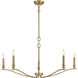 Transitional 5 Light 42 inch Natural Brass Chandelier Ceiling Light