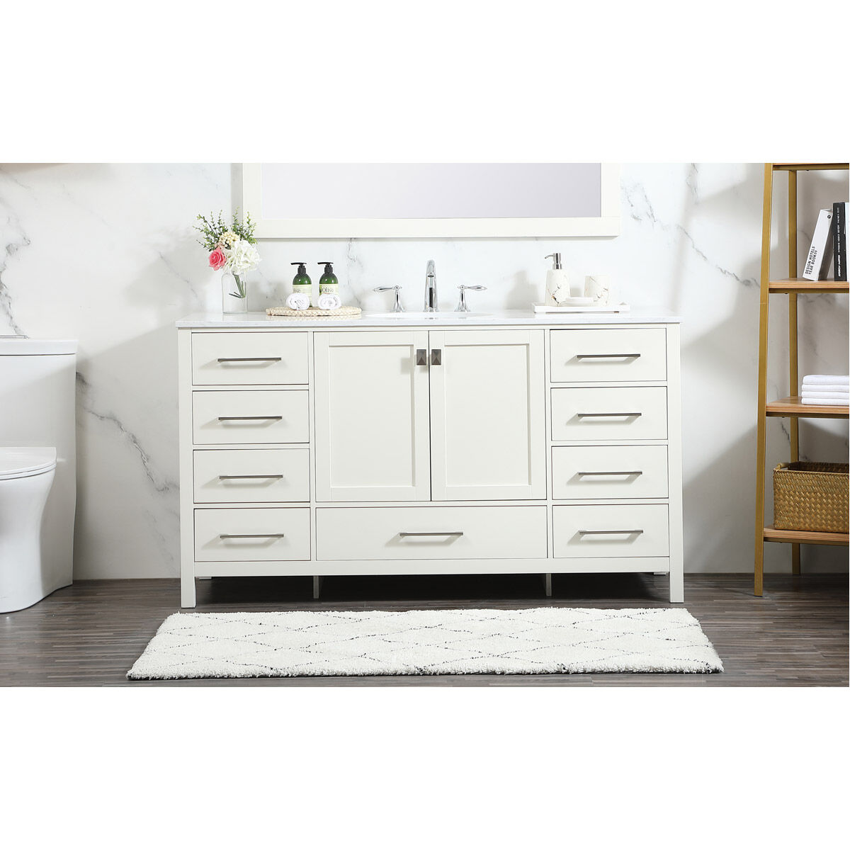 Irene 60 X 22 X 34 inch White Vanity Sink Set