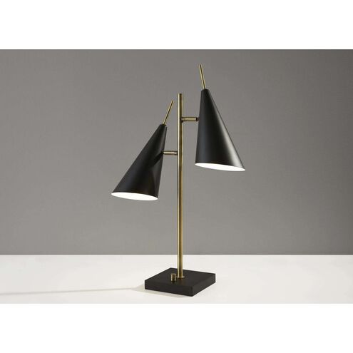Owen 25 inch 40.00 watt Antique Brass and Black Table Lamp Portable Light