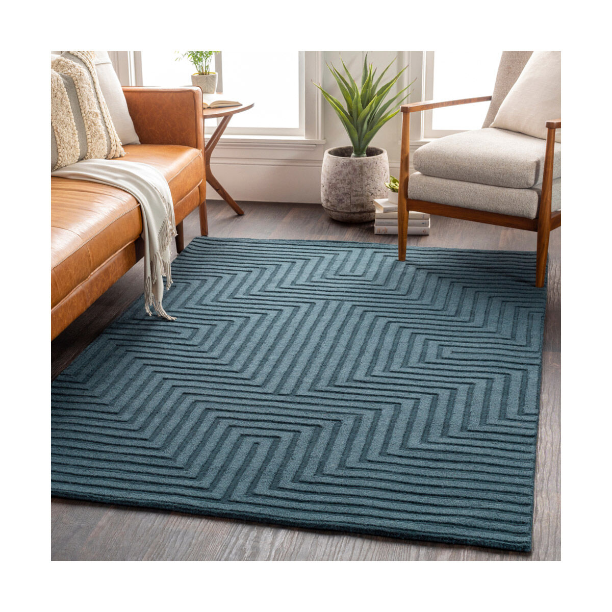 Mystique 36 X 24 inch Teal Rugs, Rectangle