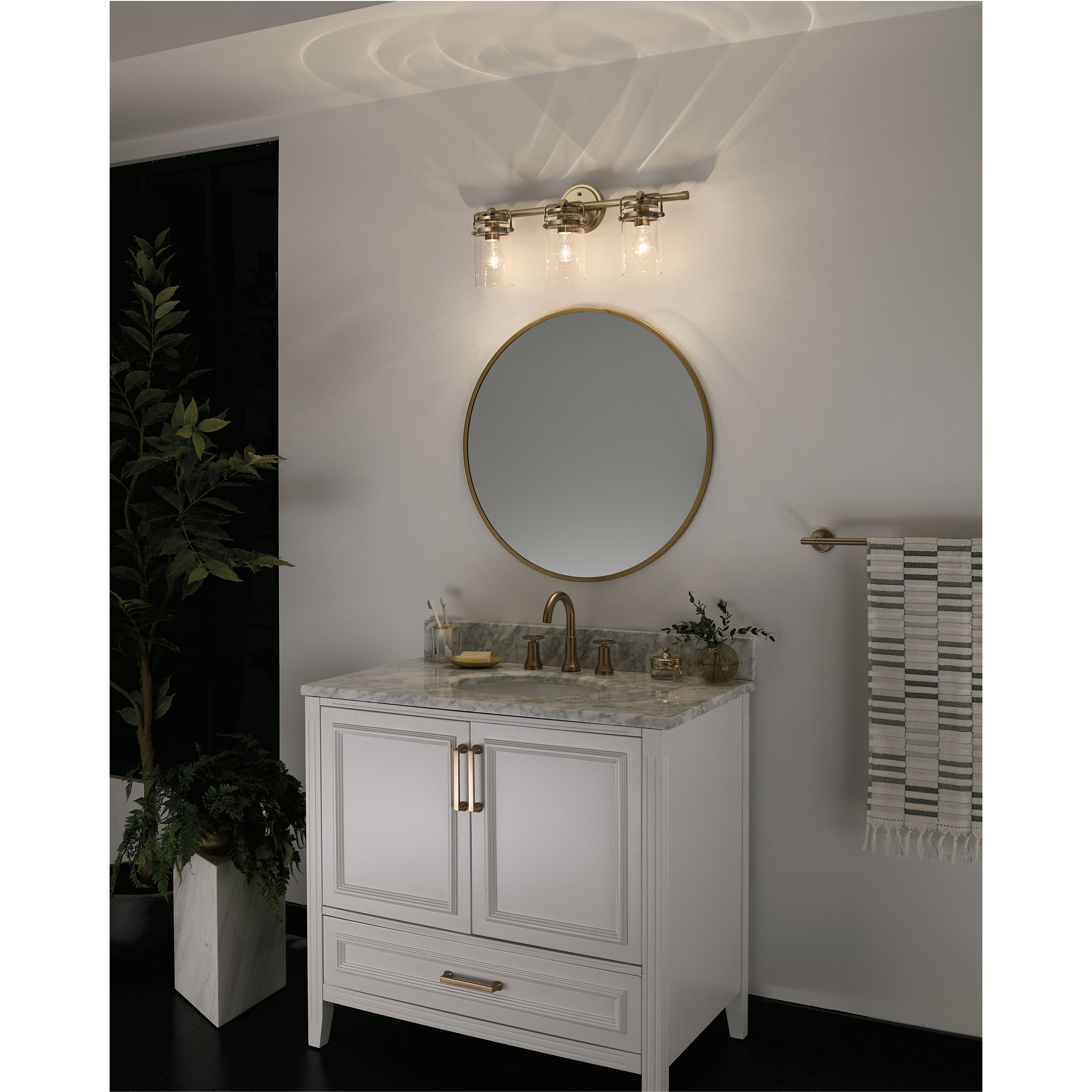 Brinley 3 Light 24 inch Champagne Bronze Bath Vanity Light Wall Light