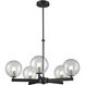 Courcelette 5 Light Graphite Chandelier Ceiling Light in Clear Glass