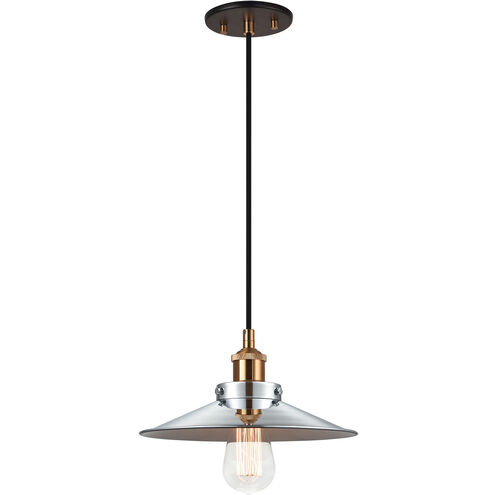 Bulstrode's Workshop 1 Light 11 inch Aged Gold Brass Pendant Ceiling Light in Aged Gold Brass and Chrome