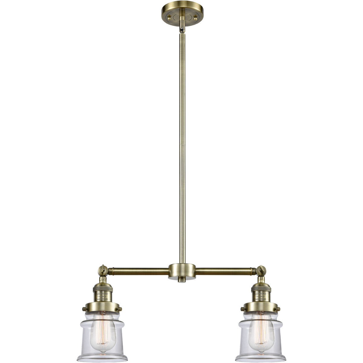 Franklin Restoration Small Canton 2 Light 21 inch Antique Brass Island Light Ceiling Light in Incandescent, Clear Glass, Franklin Restoration