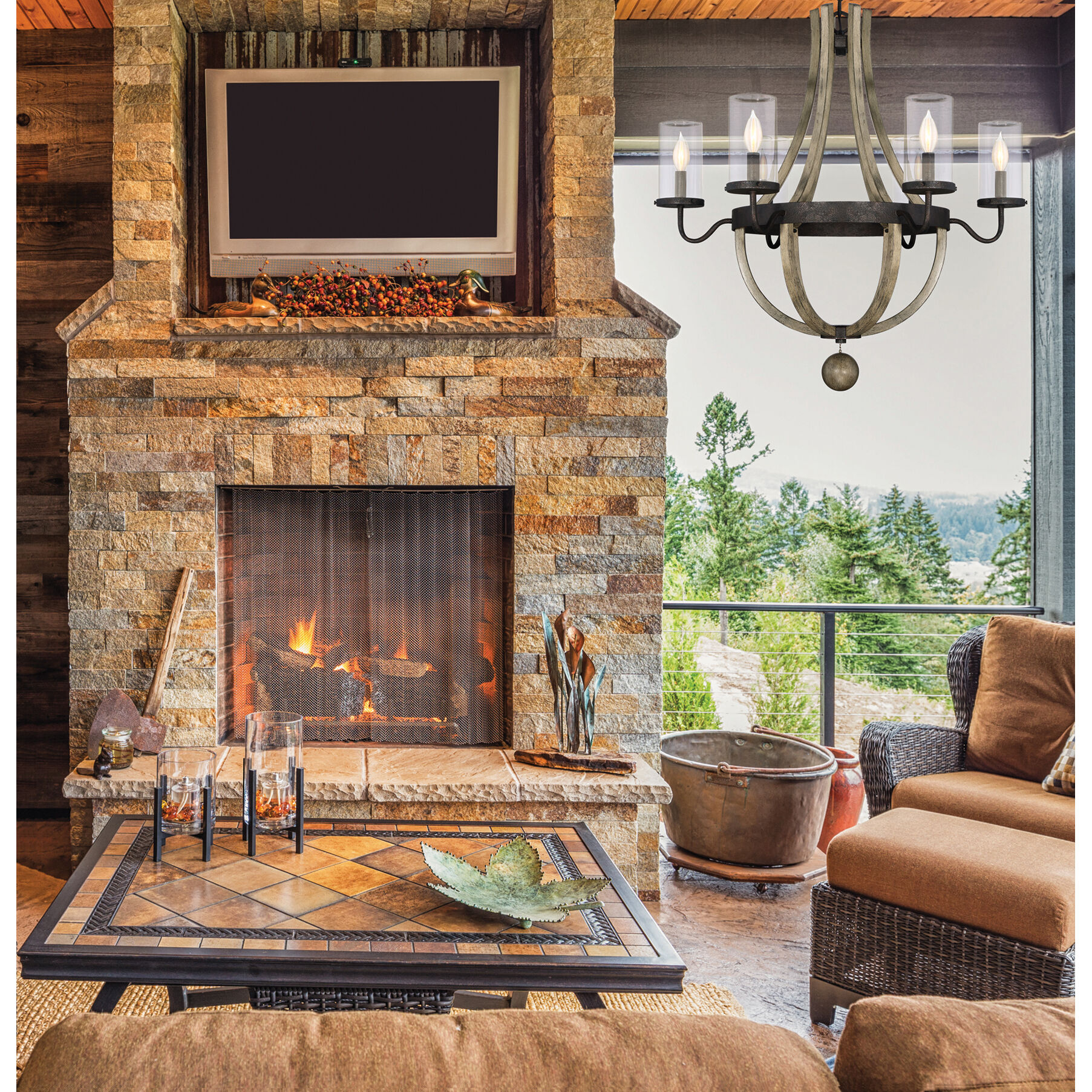 Eden 6 Light 29 inch Weathervane Outdoor Chandelier