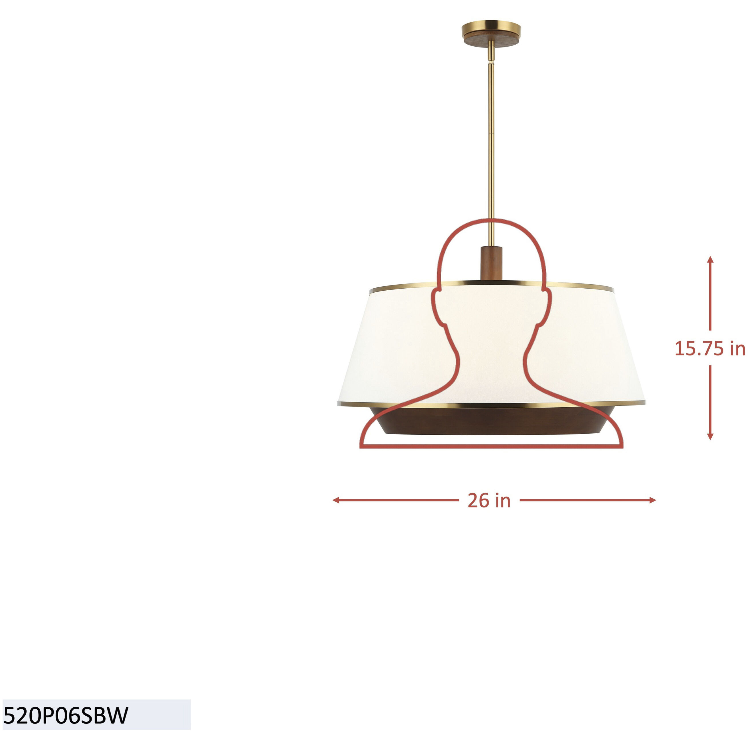 Desert Flyer 6 Light 26 inch Satin Brass with Medium Walnut Pendant Ceiling Light