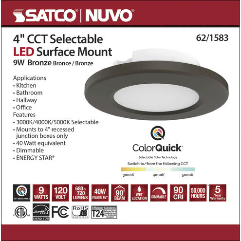 ColorQuick LED 5 inch Bronze Close-to-Ceiling Ceiling Light, Edge Lit