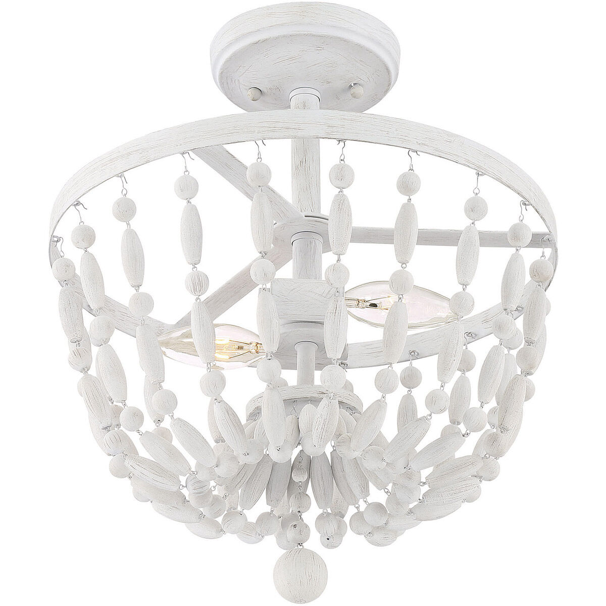 Bohemian 2 Light 13 inch Distressed Wood Semi-Flush Ceiling Light