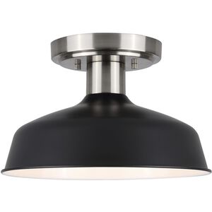 Bello 1 Light 10 inch Brushed Nickel/Matte Black Semi Flush Ceiling Light