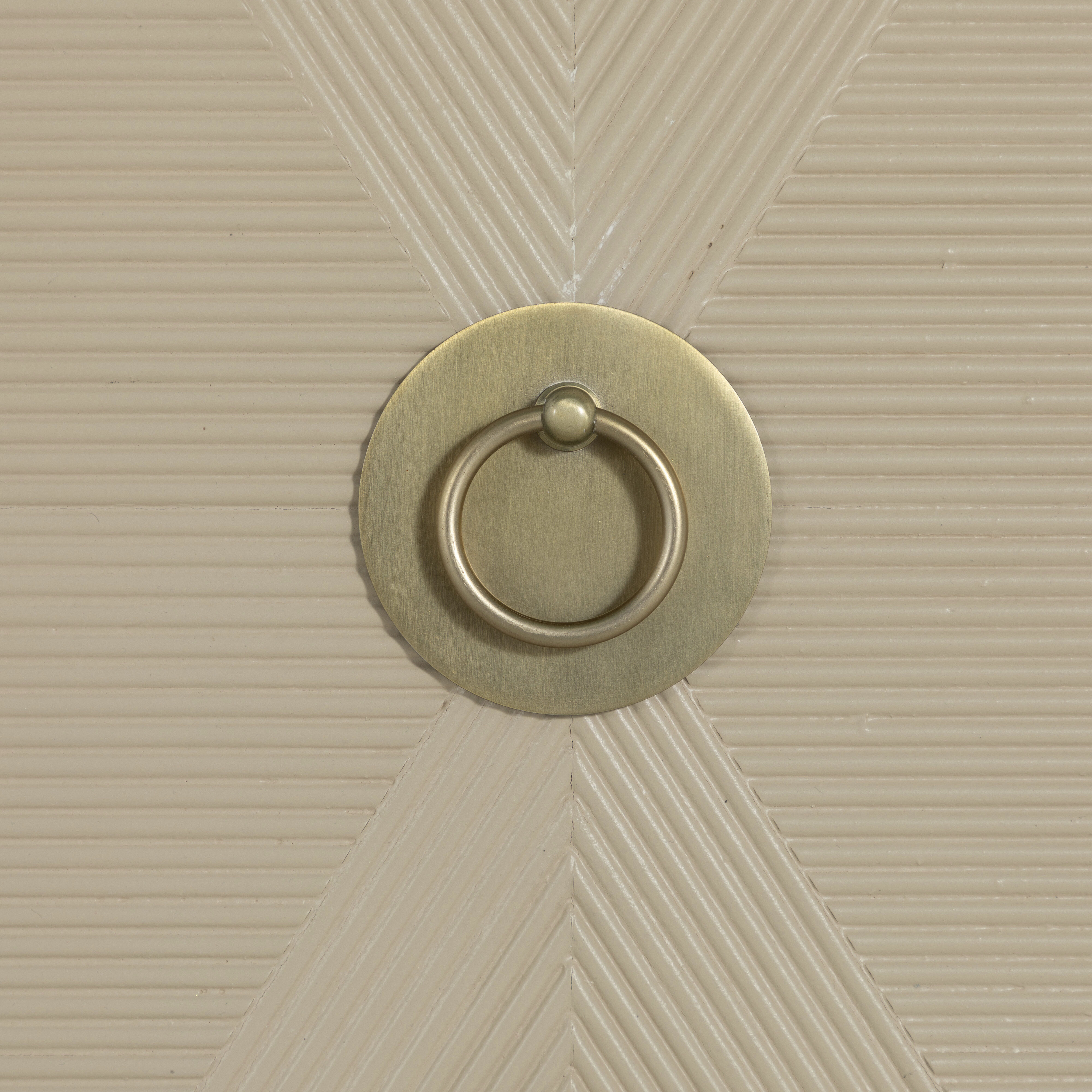 Strella Stainless Champagne / Cerused White Cabinet