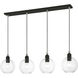 Downtown 4 Light 44 inch Black with Brushed Nickel Accents Linear Chandelier Ceiling Light, Sphere