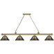 Cordon 4 Light 81.25 inch Rubbed Brass Billiard Ceiling Light in Smoke Acrylic