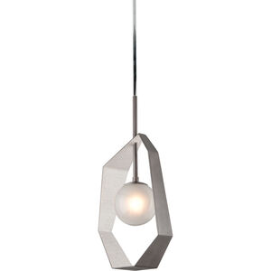 Origami 1 Light 11.75 inch Graphite with Silver Leaf Pendant Ceiling Light