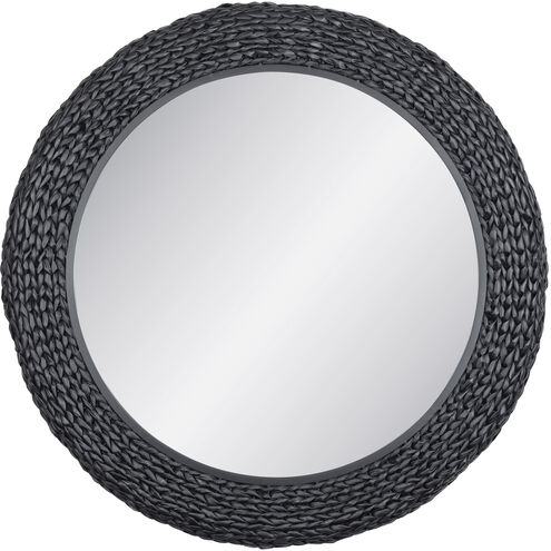 Athena 40.25 inch Matte Black with Black Seagrass Wall Mirror