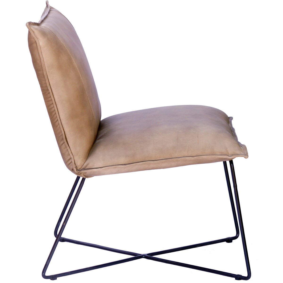 Neeko Tan Buffalo Leather on Black Frame Accent Chair