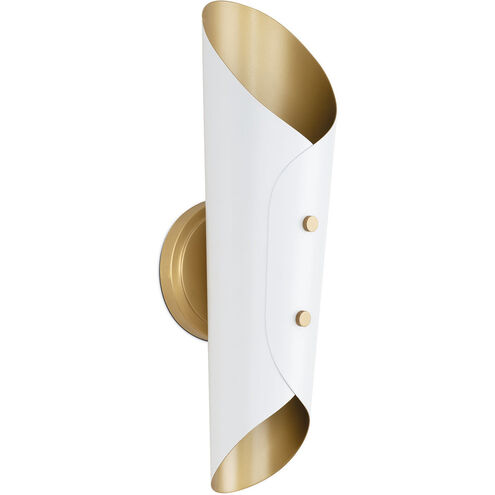 Vest 2 Light 47.5 inch White and Natural Brass Sconce Wall Light