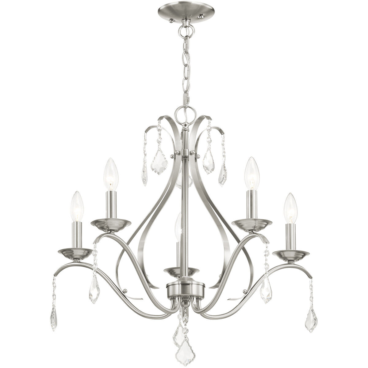 Caterina 5 Light 24 inch Brushed Nickel Chandelier Ceiling Light