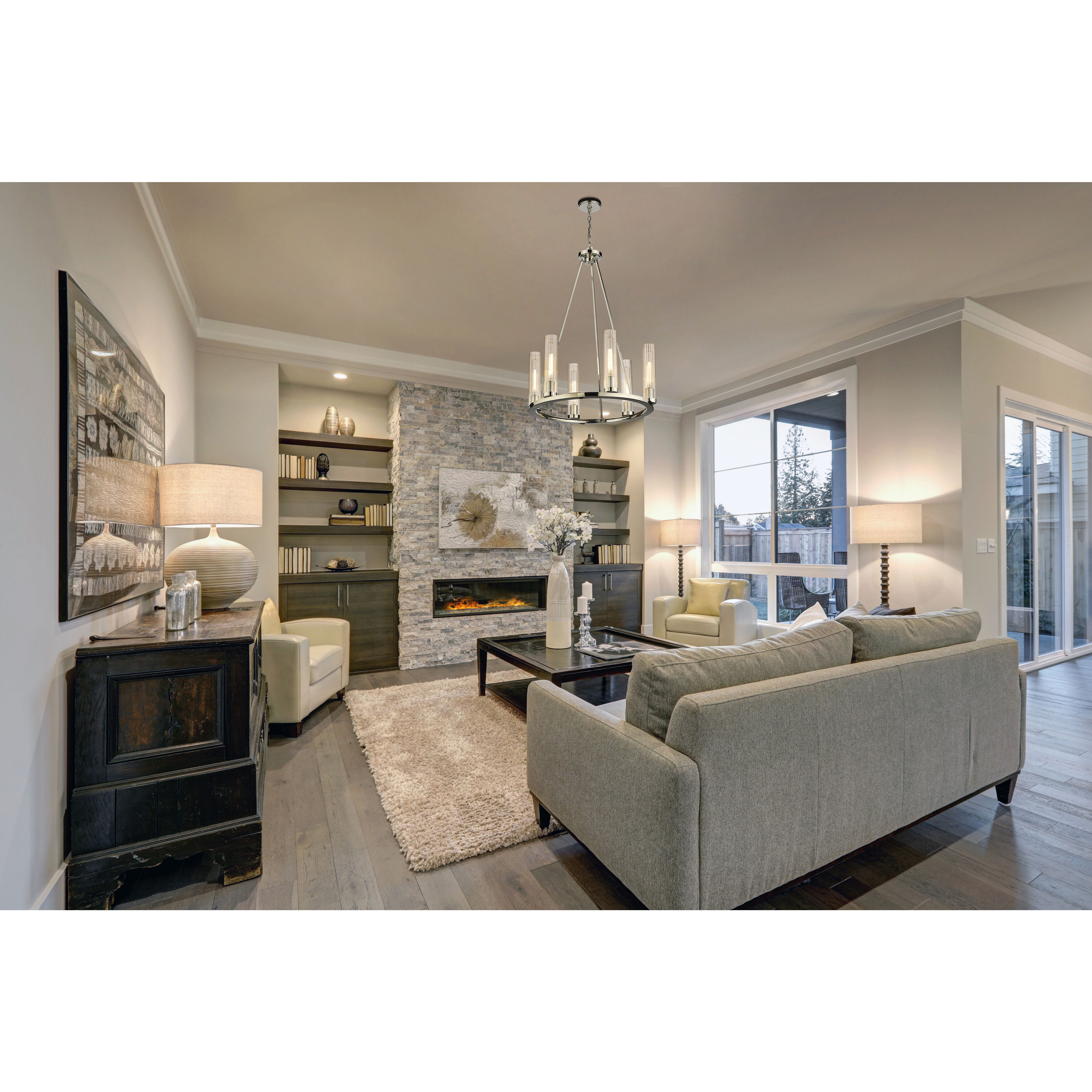 Beau 6 Light 26 inch Polished Nickel Chandelier Ceiling Light