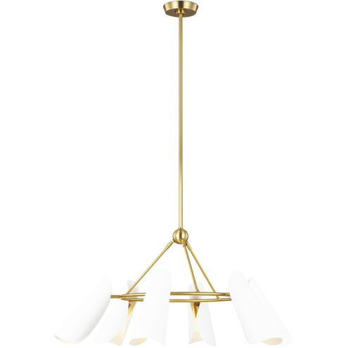 AERIN Tresa 6 Light 36 inch Matte White and Burnished Brass Chandelier Ceiling Light in Burnished Brass / Matte White