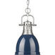 Yep Duncan 1 Light 8.88 inch Pewter Pendant Ceiling Light in Navy, Small
