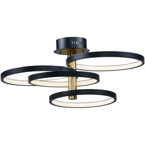 Hoopla LED 33.5 inch Black and Gold Multi-Light Pendant Ceiling Light