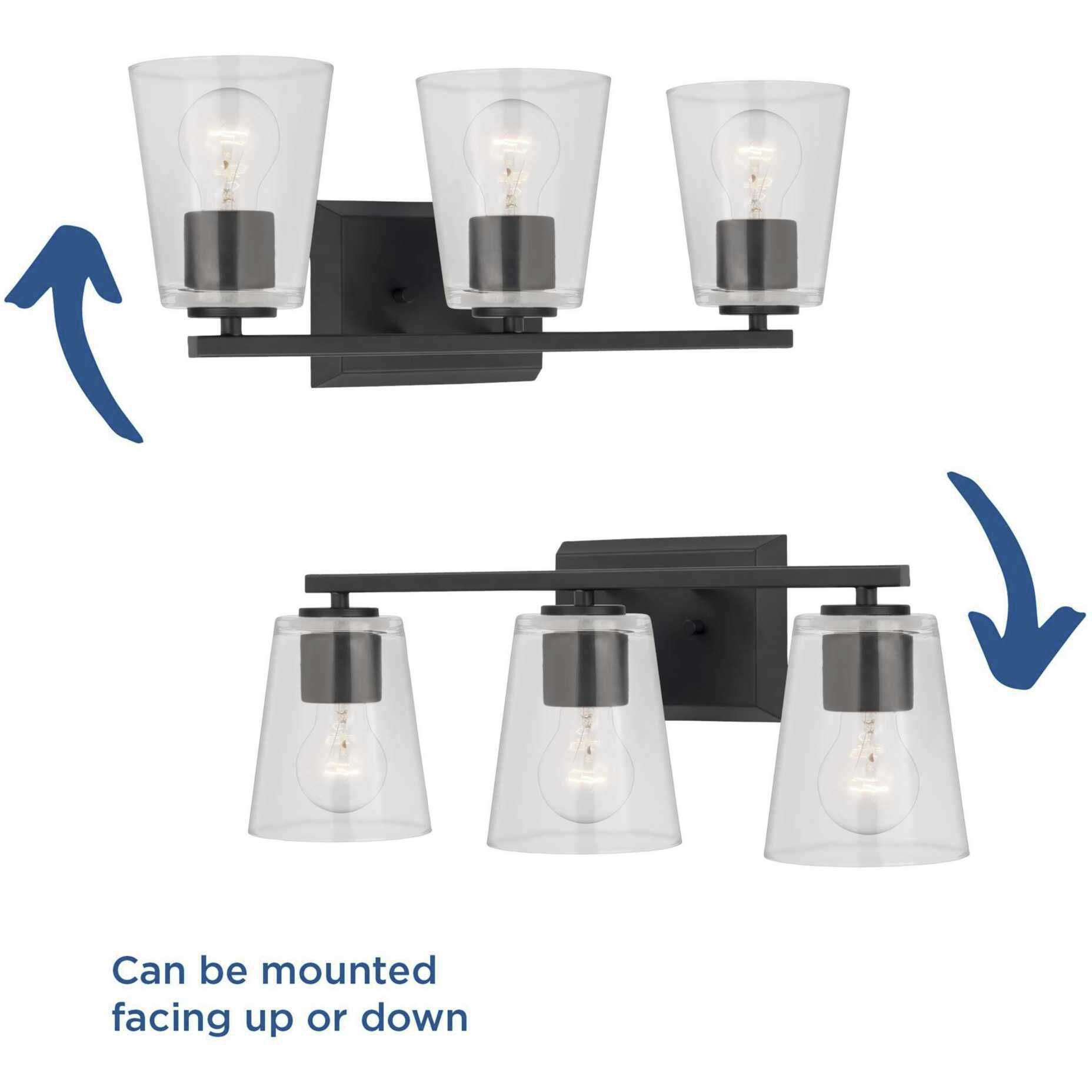 Vertex 3 Light 20.87 inch Matte Black Bath Light Wall Light