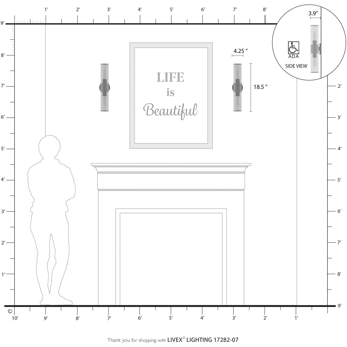 Banca 2 Light 4 inch Bronze with Antique Brass Accent ADA Vanity Sconce Wall Light