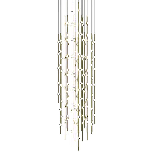 Constellation Andromeda LED 25 inch Satin Brass Chandelier Ceiling Light in 3000K, White Optical Acrylic, 10 FT. Cord